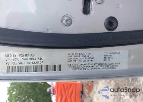 2021 Dodge Challenger Sxt из США, поврежденный, VIN 2C3CDZAG4MH641644